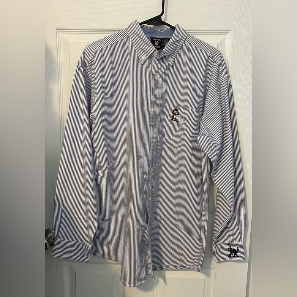 💃 WARNER BROS. Vintage Looney Tunes Striped Button Down Long Sleeves Shirt M